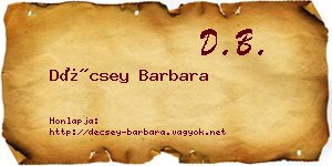 Décsey Barbara névjegykártya
