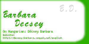 barbara decsey business card