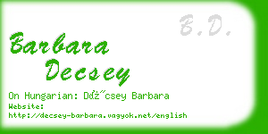 barbara decsey business card